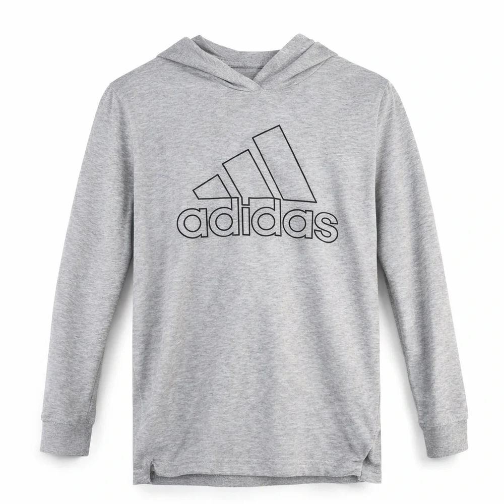 Adidas Kids Light Gray Logo Hoodie